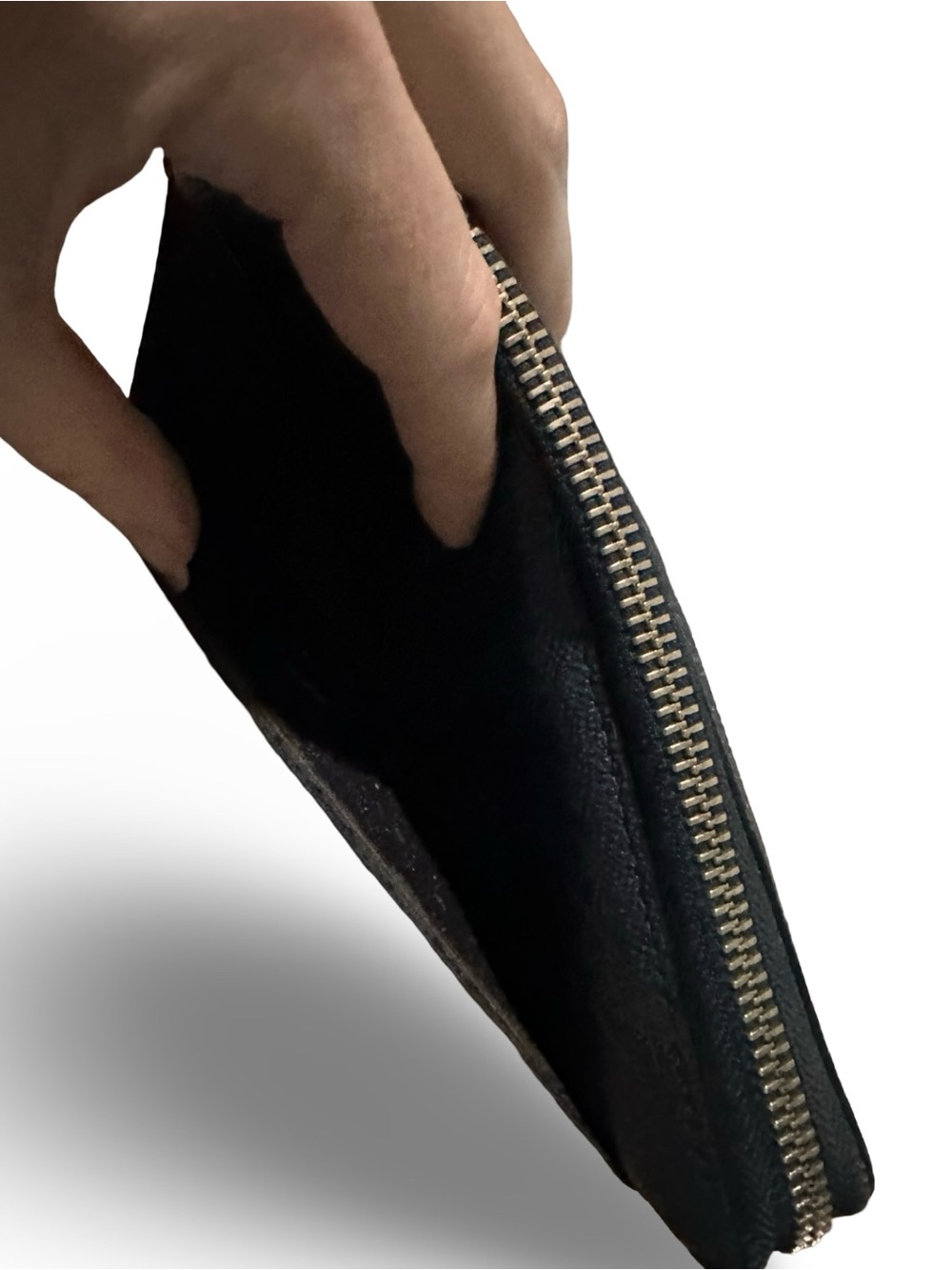 Coach Black Zip Around Pebbled Leather Wallet with Gold Logo - Picture 9 of 12